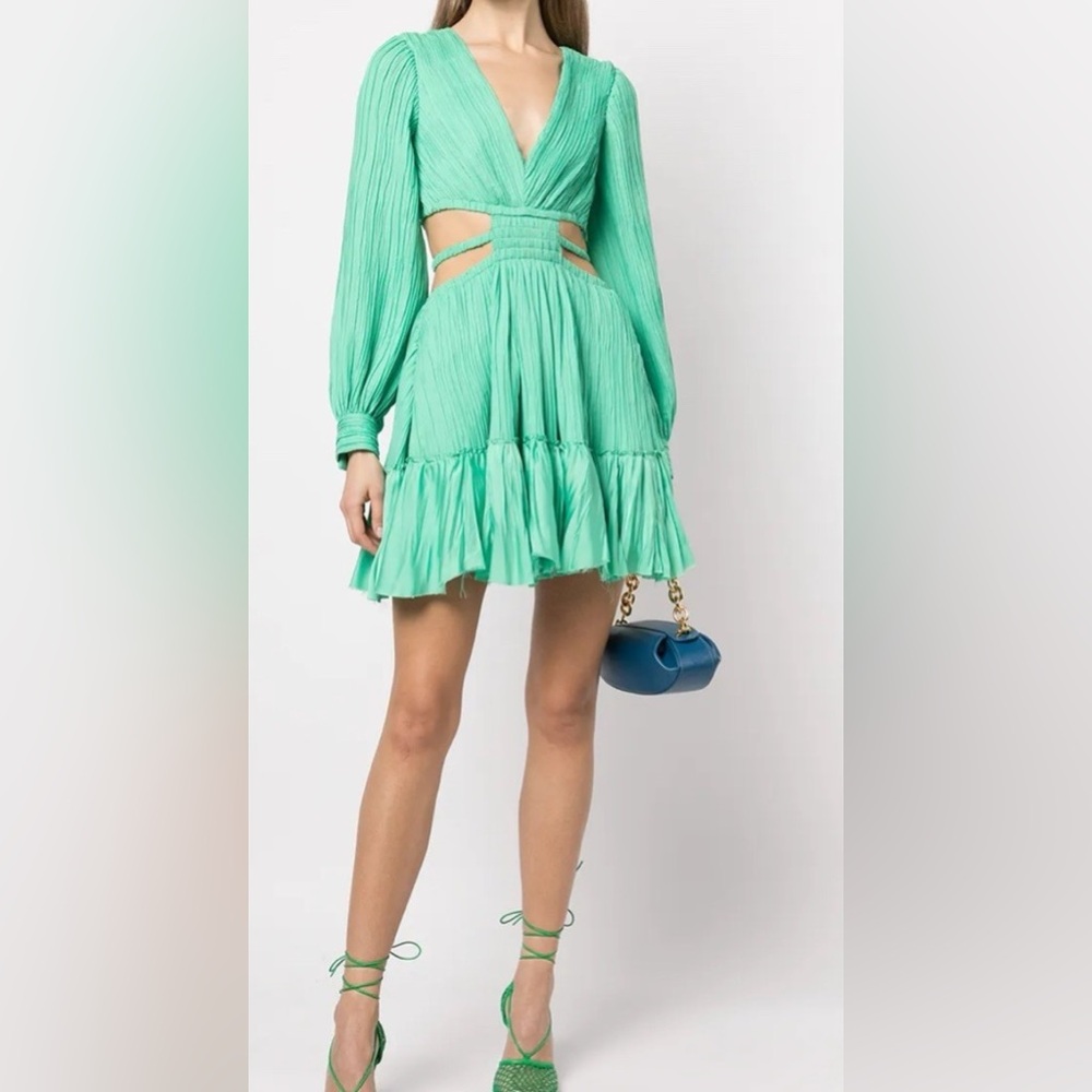 Jonathan Simkhai Londyn Mushroom Cutout‎ Mini Dress Kiwi XS